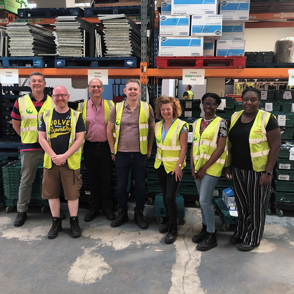 Sally (third from left) with Sodexo volunteers at FareShare Deptford